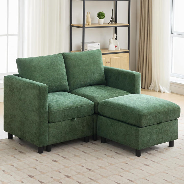 Modular Sectional Sofa Convertible U Shaped Sofa Couch Set with Storage for Living Room, Modern 6 Seater Modular Sectional Couch with Movable Ottoman