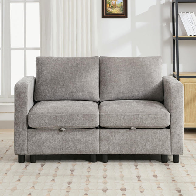 Modular Sectional Sofa Convertible U Shaped Sofa Couch Set with Storage for Living Room, Modern 6 Seater Modular Sectional Couch with Movable Ottoman