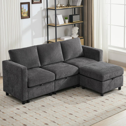 Modular Sectional Sofa Convertible U Shaped Sofa Couch Set with Storage for Living Room, Modern 6 Seater Modular Sectional Couch with Movable Ottoman