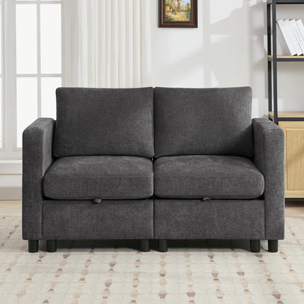 Modular Sectional Sofa Convertible U Shaped Sofa Couch Set with Storage for Living Room, Modern 6 Seater Modular Sectional Couch with Movable Ottoman