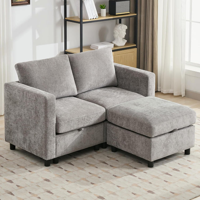 Modular Sectional Sofa Convertible U Shaped Sofa Couch Set with Storage for Living Room, Modern 6 Seater Modular Sectional Couch with Movable Ottoman