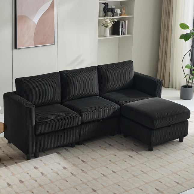 Modular Sectional Sofa Convertible U Shaped Sofa Couch Set with Storage for Living Room, Modern 6 Seater Modular Sectional Couch with Movable Ottoman