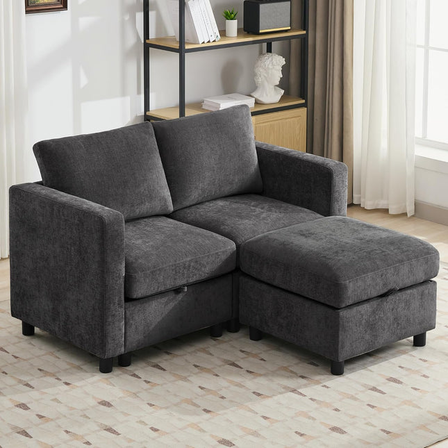 Modular Sectional Sofa Convertible U Shaped Sofa Couch Set with Storage for Living Room, Modern 6 Seater Modular Sectional Couch with Movable Ottoman