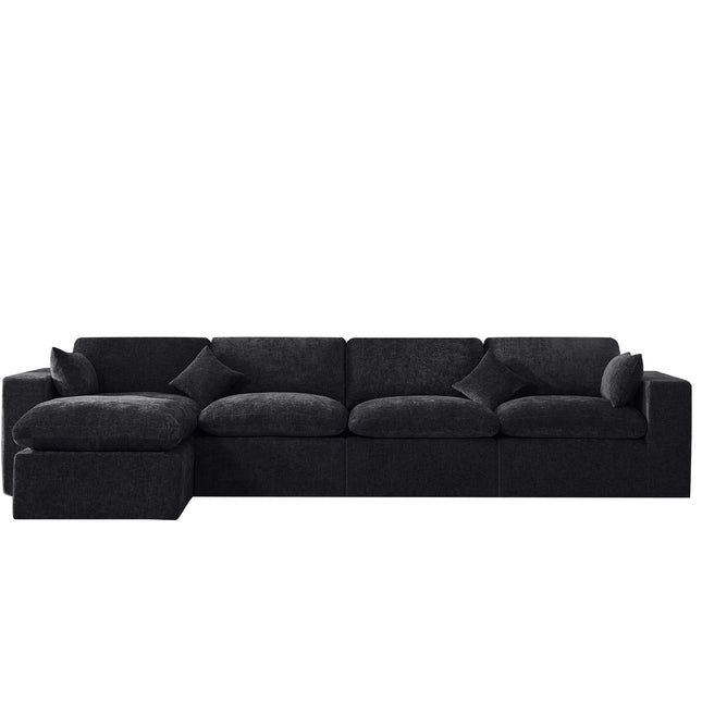 Cloud Boneless Sectional Couch, Modular Sectional Sofa Deep Seat, Oversized Upholstered Convertible Comfy Chenille Sofa Couches for Living Room