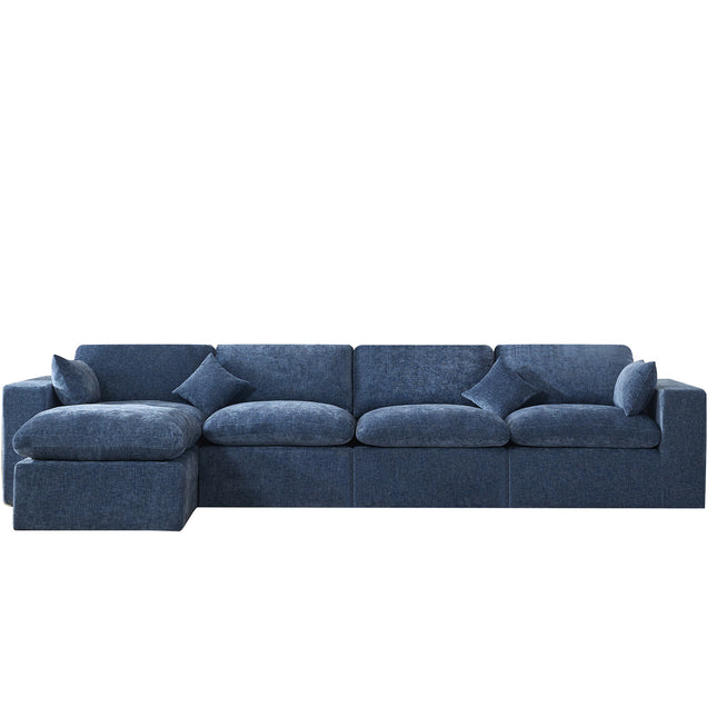 Cloud Boneless Sectional Couch, Modular Sectional Sofa Deep Seat, Oversized Upholstered Convertible Comfy Chenille Sofa Couches for Living Room
