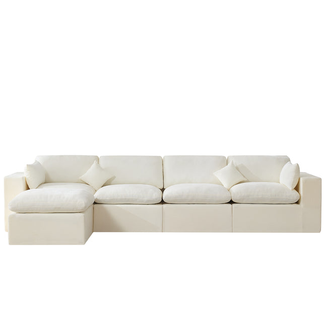 Cloud Boneless Sectional Couch, Modular Sectional Sofa Deep Seat, Oversized Upholstered Convertible Comfy Chenille Sofa Couches for Living Room