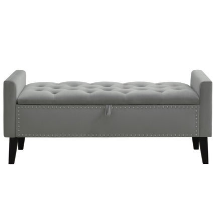 47" Velvet Storage Bench, Upholstered Bed Bench with Storage, End of Bed Ottoman with Wooden Legs,Bedside Storage Bench for Bedroom, Living Room, or Entryway