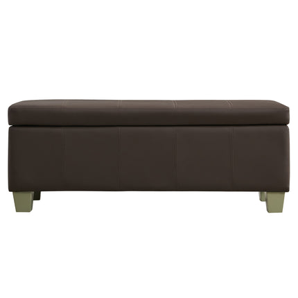 41" 51'' Faux Leather Storage Ottoman, Stitch Tufted Rectangle Upholstered End of Bed Storage Bench, Entryway Large Couch Ottoman with Wooden Legs