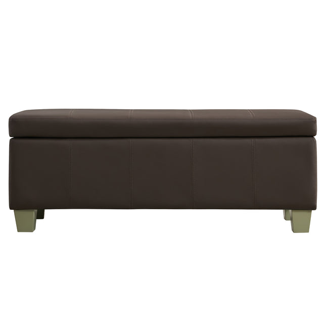 41" 51'' Faux Leather Storage Ottoman, Stitch Tufted Rectangle Upholstered End of Bed Storage Bench, Entryway Large Couch Ottoman with Wooden Legs